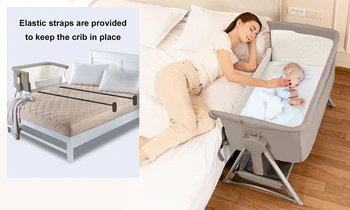 Rocking Crib Free Shipping Baby Beside Sleeper Pink Foldable Newborn Crib Portable Baby Bassinet Infant Co-sleeper 0-6M 2