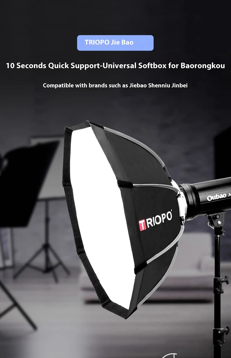 Description Picture 6 of itemTriopo 55 65 90cm Photo Portabe Bowens Mount Softbox w/ Honeycomb Grid Octagon Umbrella Outdoor Soft Box for Godox Jinbei Strobe