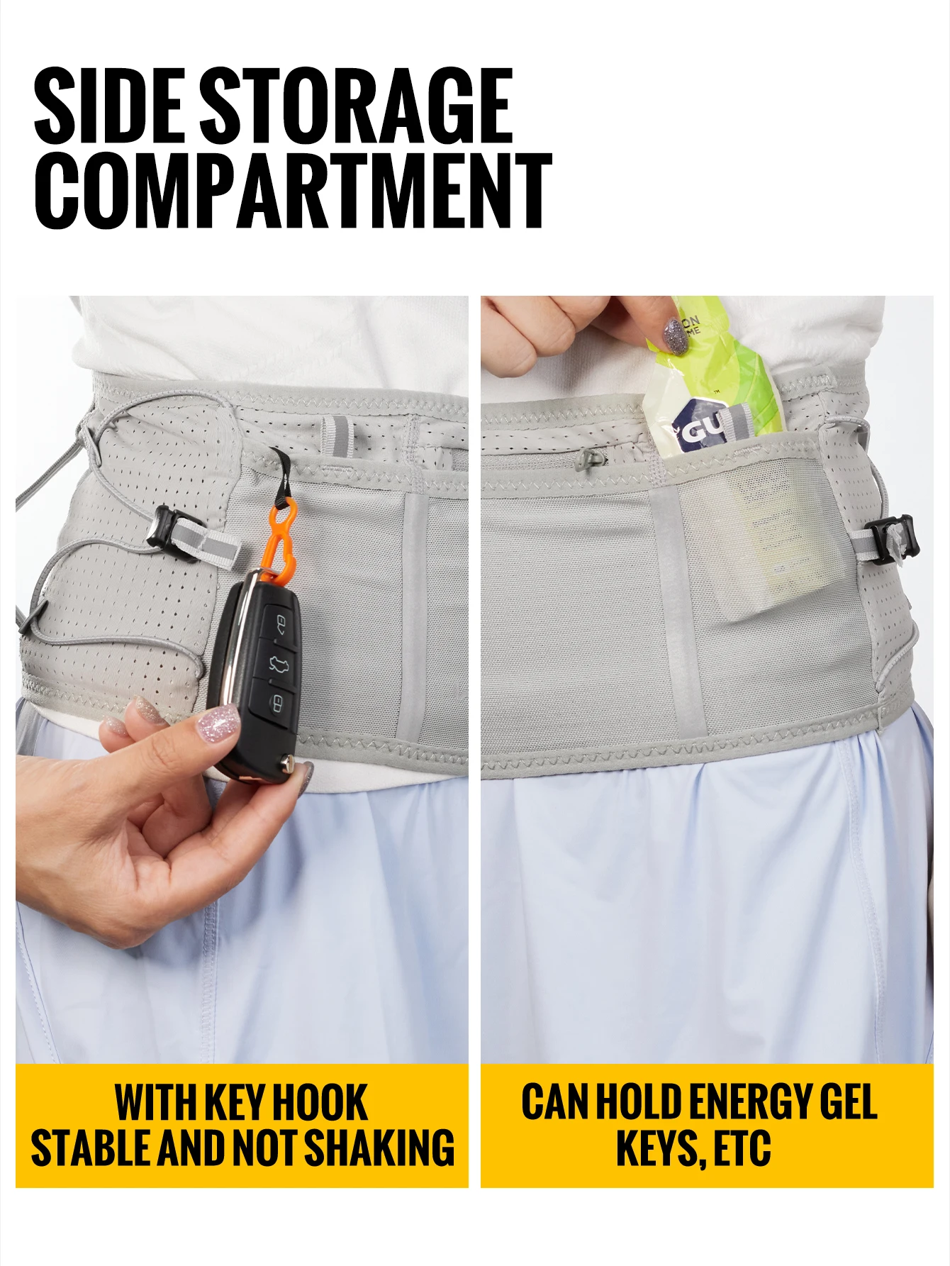 WRELS Unsichtbare elastische Hüfttasche, Unisex, wasserdicht, eng anliegend, multifunktionale Gürteltasche, Laufgürtel, Marathon-Fahrradtasche – Detail 6