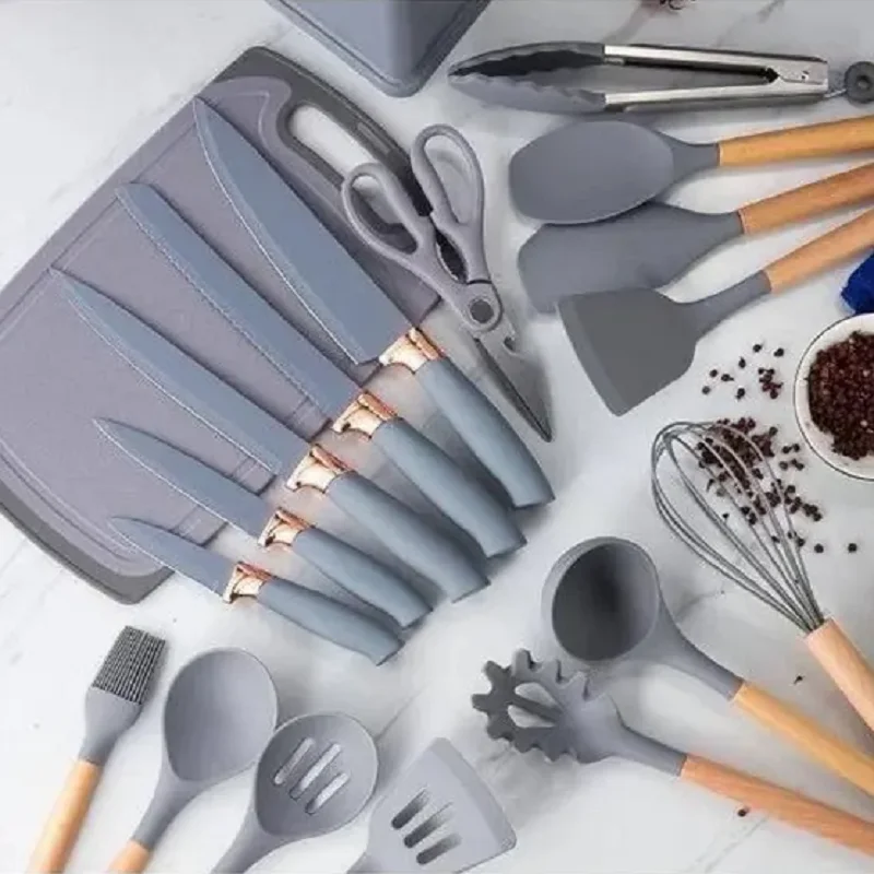 Conjunto De Utensílios De Cozinha Silicone - 12 Peças Com Suporte