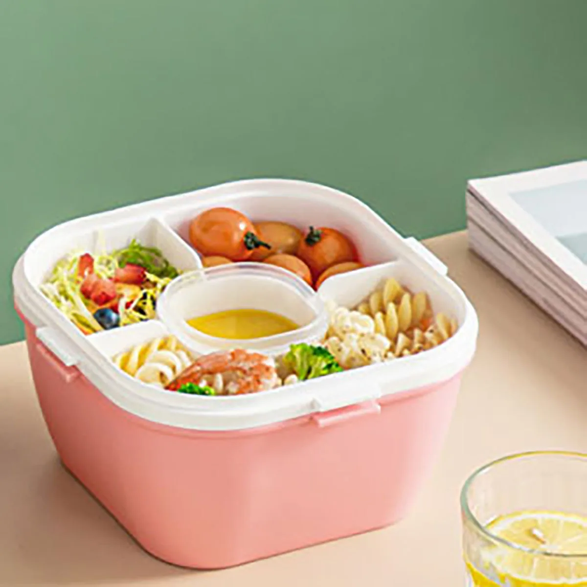 1pc Leakproof Lunch Box Double Layer High Capacity Food Container Travel Hiking Office School Portable Heating Bento Box