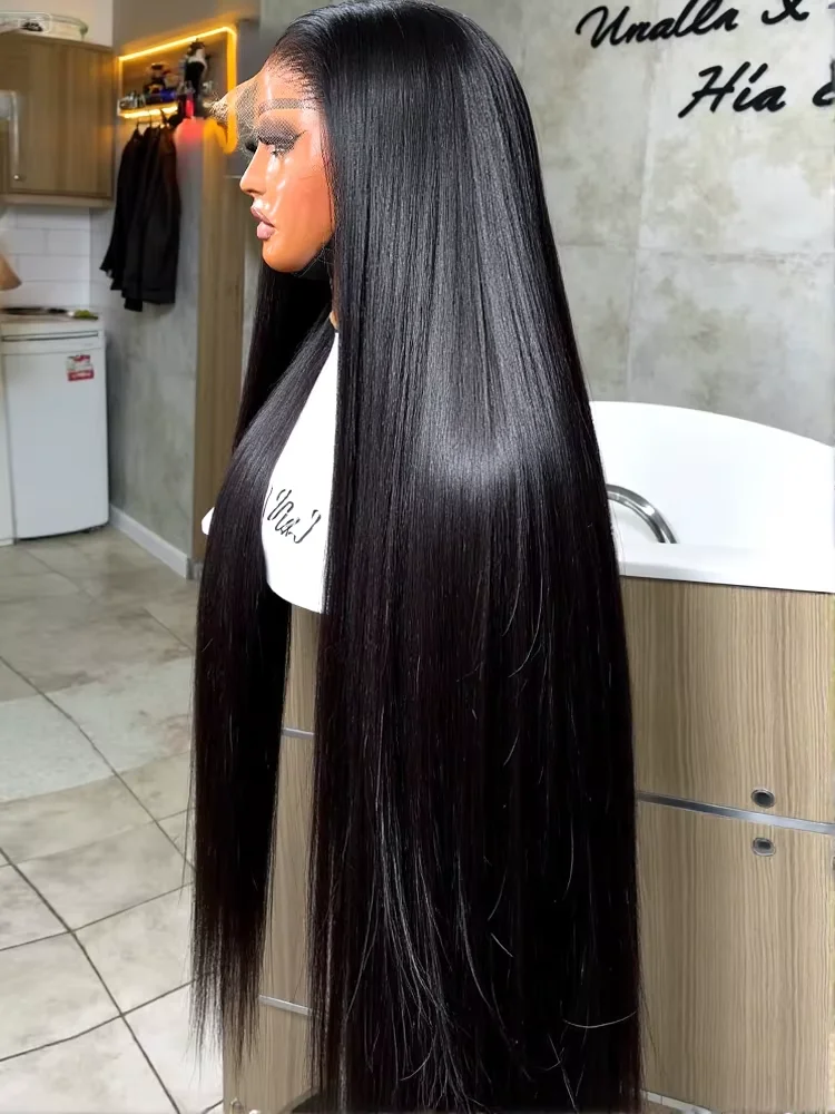 300 Density 40 Inch Bone Straight Human Hair Wigs Vietnamese Hair Wear Go Glueless Wig 13x4 13x6 Hd Transparent Lace Frontal Wig 1