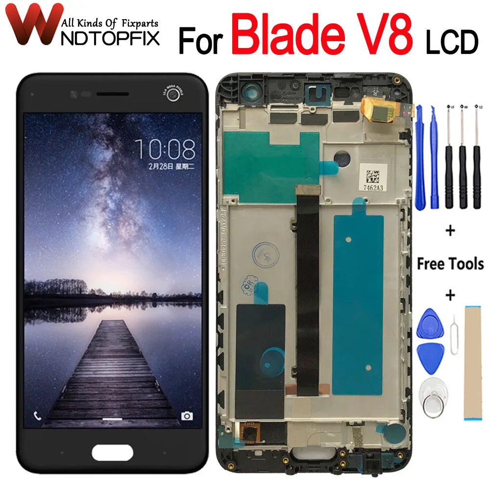 

For ZTE Blade V8 BV0800 5.2" LCD Display+Touch Screen Digitizer With Frame Assembly For ZTE Blade V8 V 8 Display With Tools