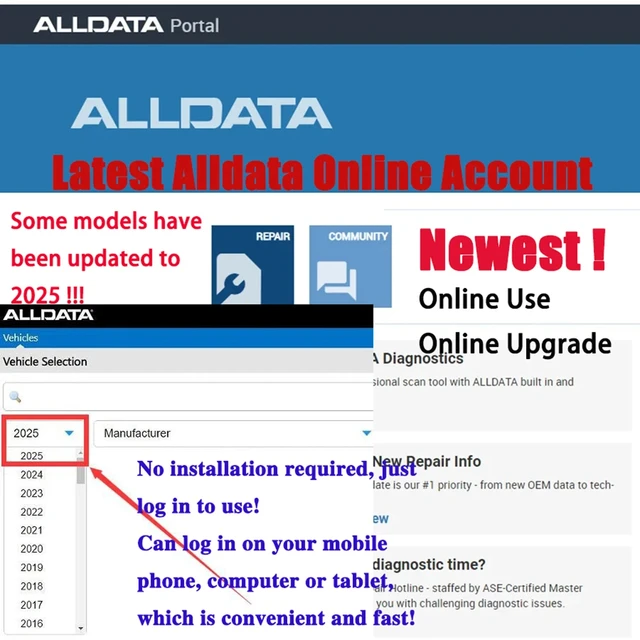 2025 Alldata Auto Data Newest Online Account Software Full Version Estimate Tsb Dtc Wiring Diagrams 2024 Workshop Essential Tool 2