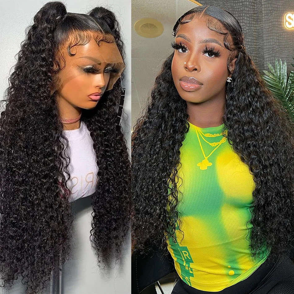 HD Deep Wave 13x6 Lace Frontal Human Hair Wig On Sale 28 30 40 Inch Brazilian Remy 250 Density Curly 13x4 Front Wigs for Women