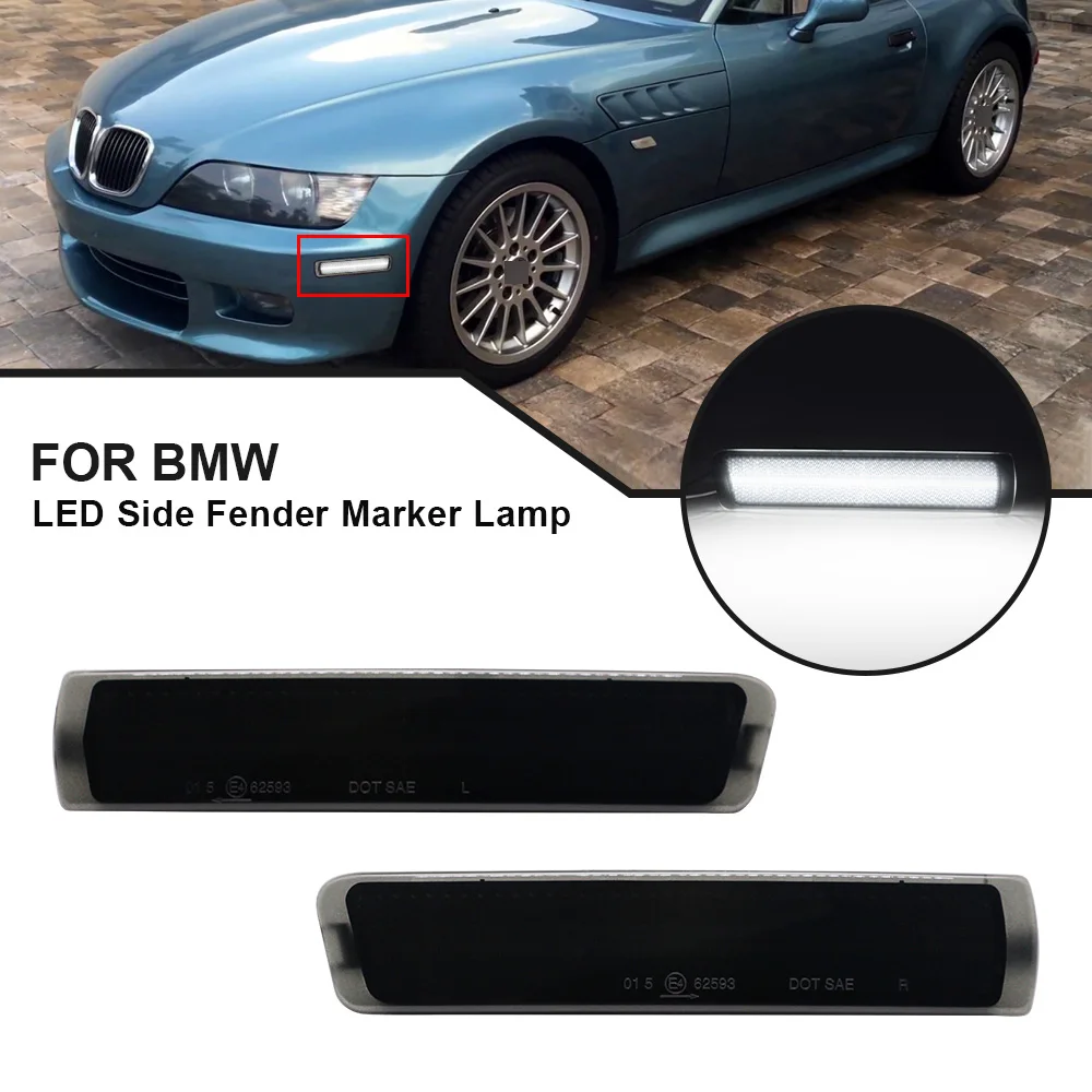 2X Per Bmw Z3 Roadster M Coupé 1997-2002 Roadster Convertibile 2 Porte 1996-2002 Anteriore Bianco Led Luci Di Posizione Laterali Lampada Parafango