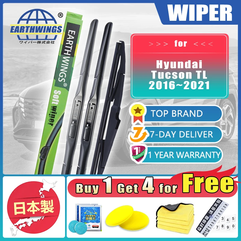 Escobillas de limpiaparabrisas delantero y trasero compatibles con Hyundai  Tucson TL MK3 2016 2017 2018 2019 2020 2021 para parabrisas de ventana