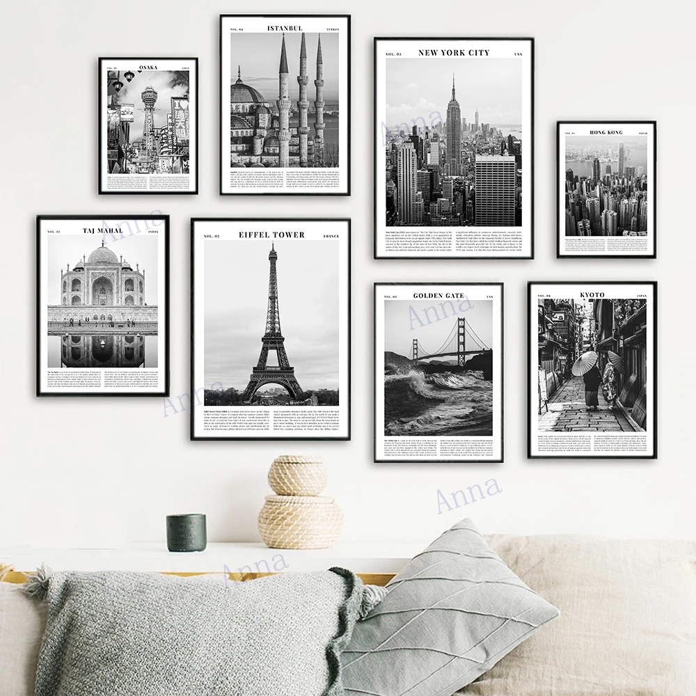

Paris Kyoto Travel Landmarks City Prints Minimalist Wall Art Décor Nordic Posters and Prints Canvas Painting for Living Room