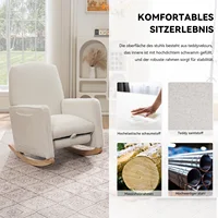 Кресло-качалка Anajqaqia, кресло-качалка с высокой спинкой для гостиной, ткань Тедди, белый — изображение 5