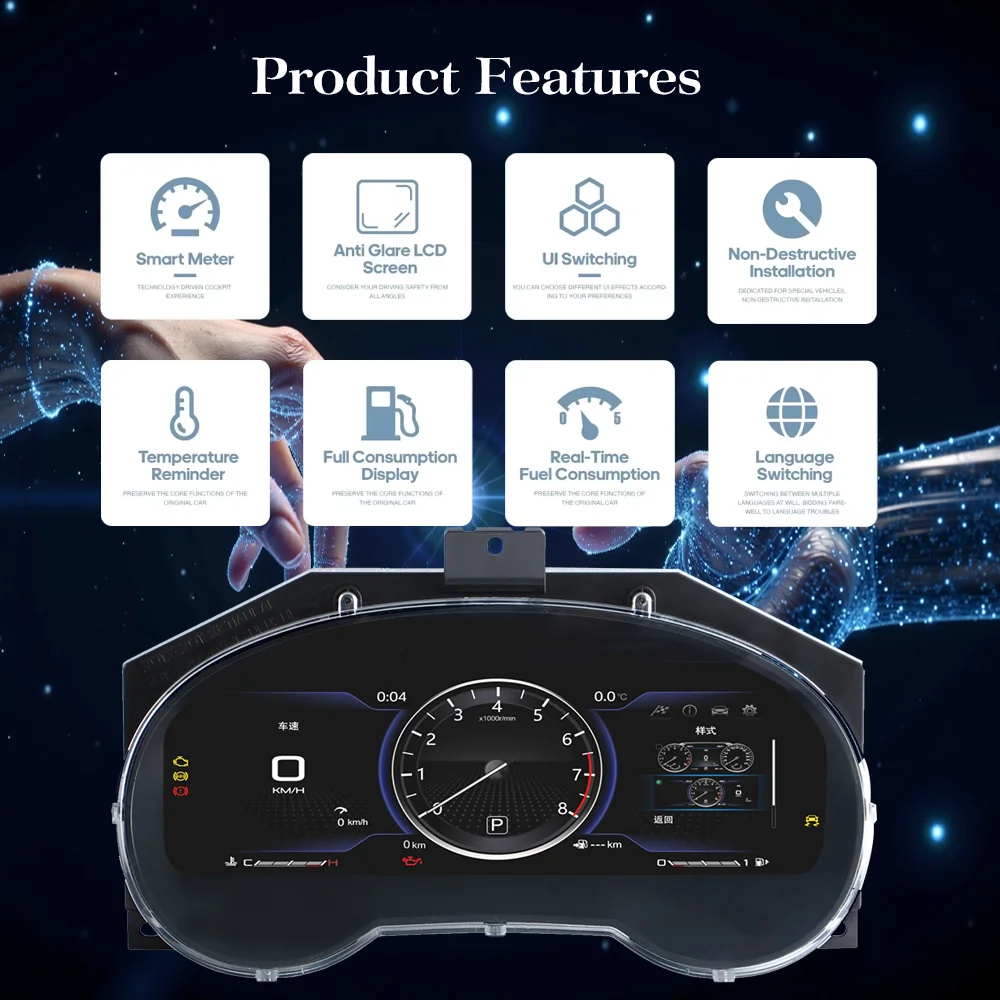 Para Nissan Teana, Murano, Pathfinder 2013~2022, Pantalla Digital de Rendimiento, Tablero de Instrumentos LCD, Velocímetro, Información Virtual del Vehículo 3