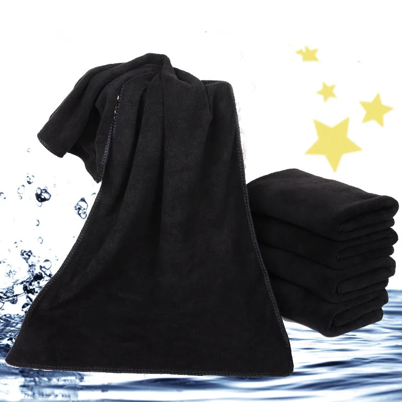 Microfiber Bath Towel - Soft and Lightweight Face Towel, Odorless Bath, Spa, and Gym Towel (Black) - Image 3