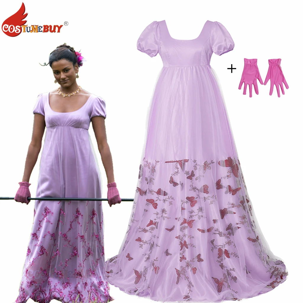 

TV Role Kate Cosplay Costume Lilac Colour Lace Dress, Regency Noble Princess Ball Gown,Party Women's Longuette Dresses