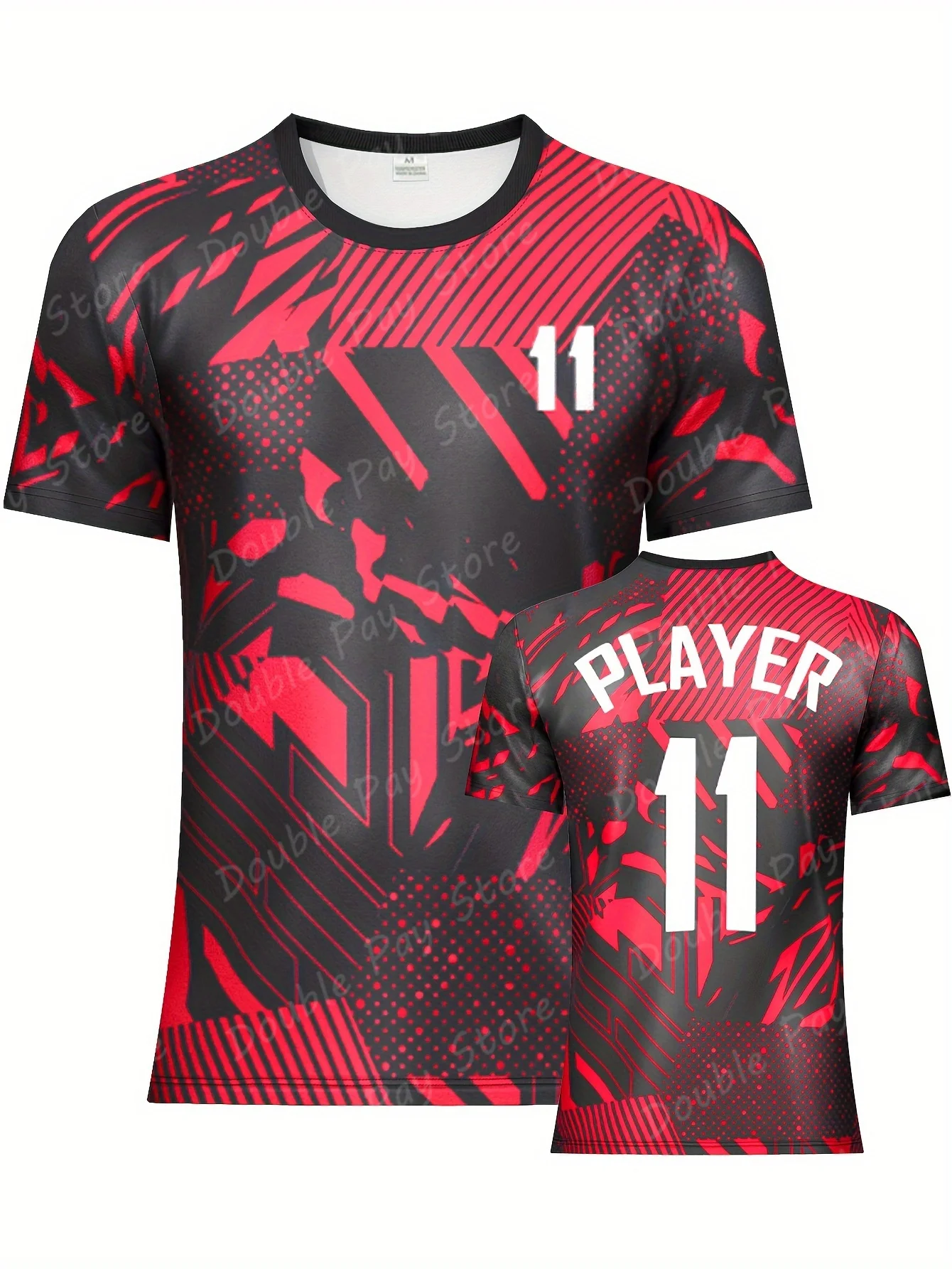 Stylish Children's Print Soccer Jersey Crew Neck Short Sleeve Breathable Quick-Dry Sports Comfortable Casual Wear Tops T-shirts