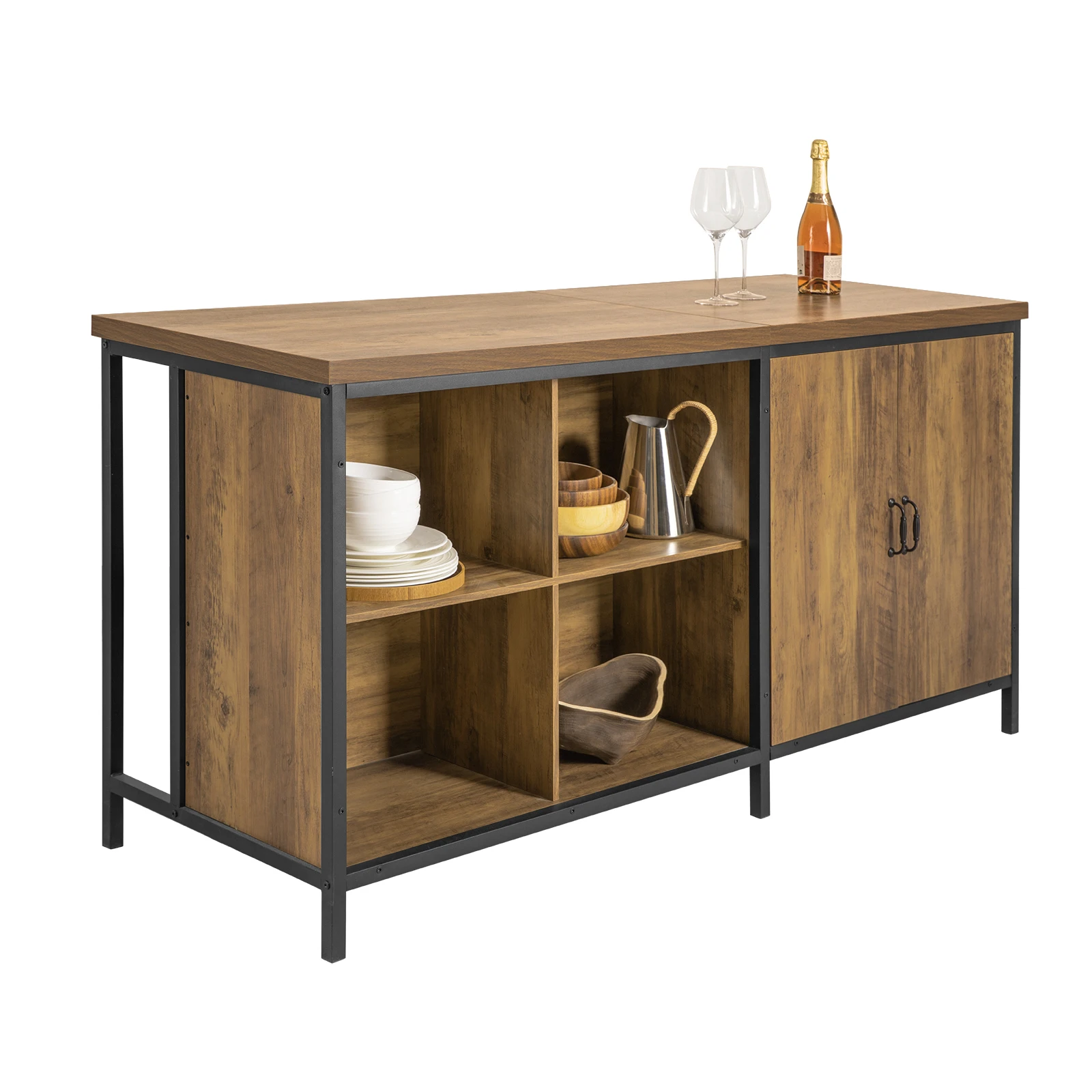 SoBuy KNL01-F Isla de cocina Armario de cocina independiente Tocador Highborad Armario Aparador Mesa de bar Buffet Diseño industrial