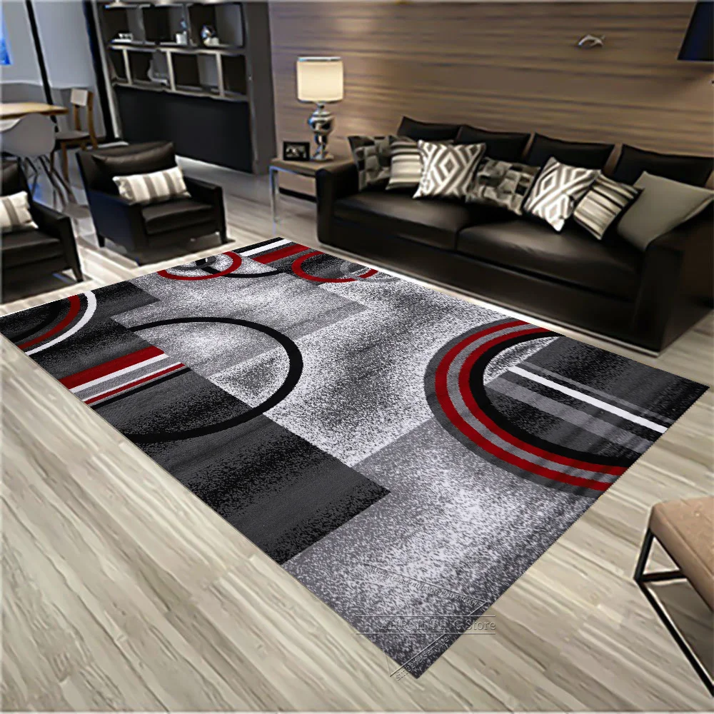 Red Swirls Carpet Bedroom Living Room Abstract Area Rug Modern ...