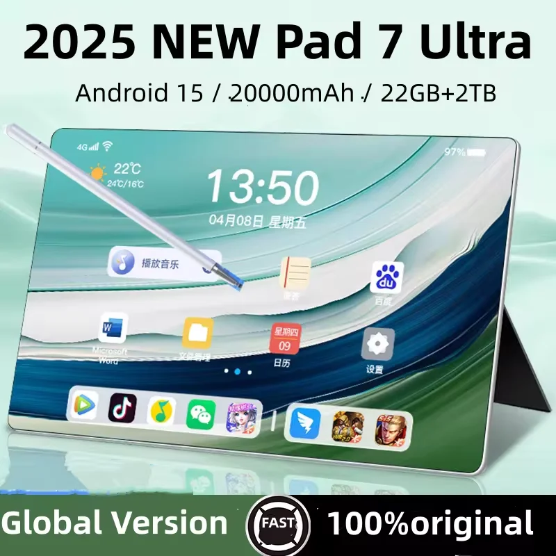 2025 tablette d'origine mondiale 7 Ultra 11 pouces Android 15 22GB + 2TB 20000mAh 5G double carte SIM WiFi GPS HD 4K tablette Android