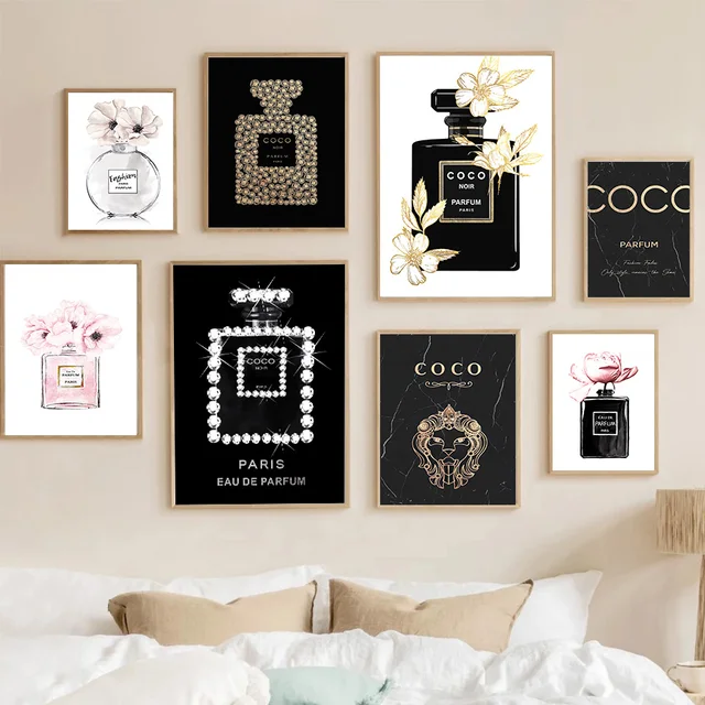 Coco Quotes, Perfume Floral CANVAS Wall Art Home Decor, Lady Room Decor