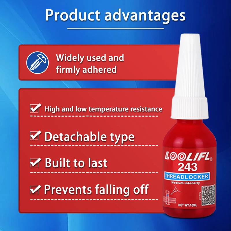 10ml of 243 thread glue. Anaerobic adhesive, anti-lock and anti-slip sealant, thread locking agent. 5