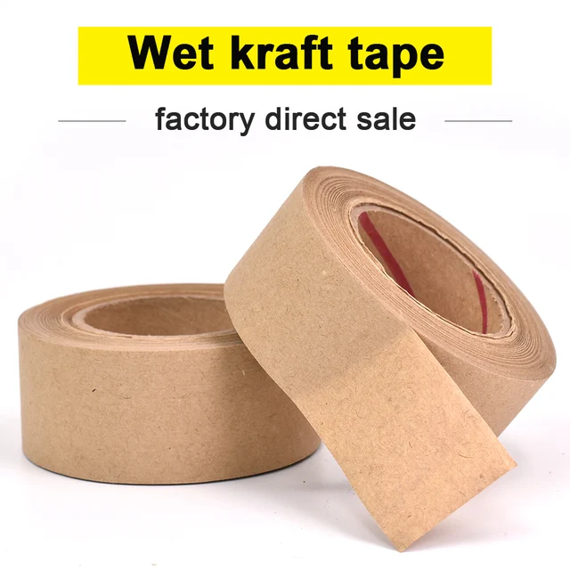 30M Biodegradable Eco Friendly Kraft Paper Tape Brown Wet Water