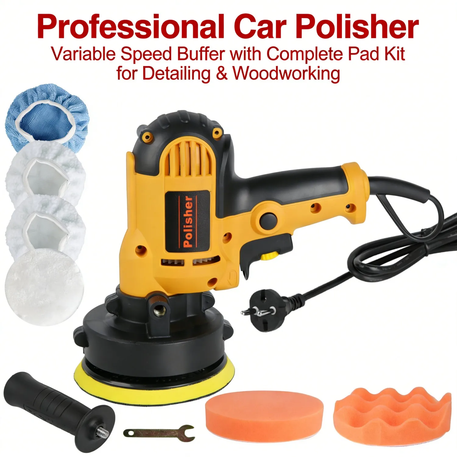 Electric Car Polisher Car Beauty Waxing Machine 125mm Adjustable Speed Sanding Waxing Tools Automotive Polishing Scratch Repair