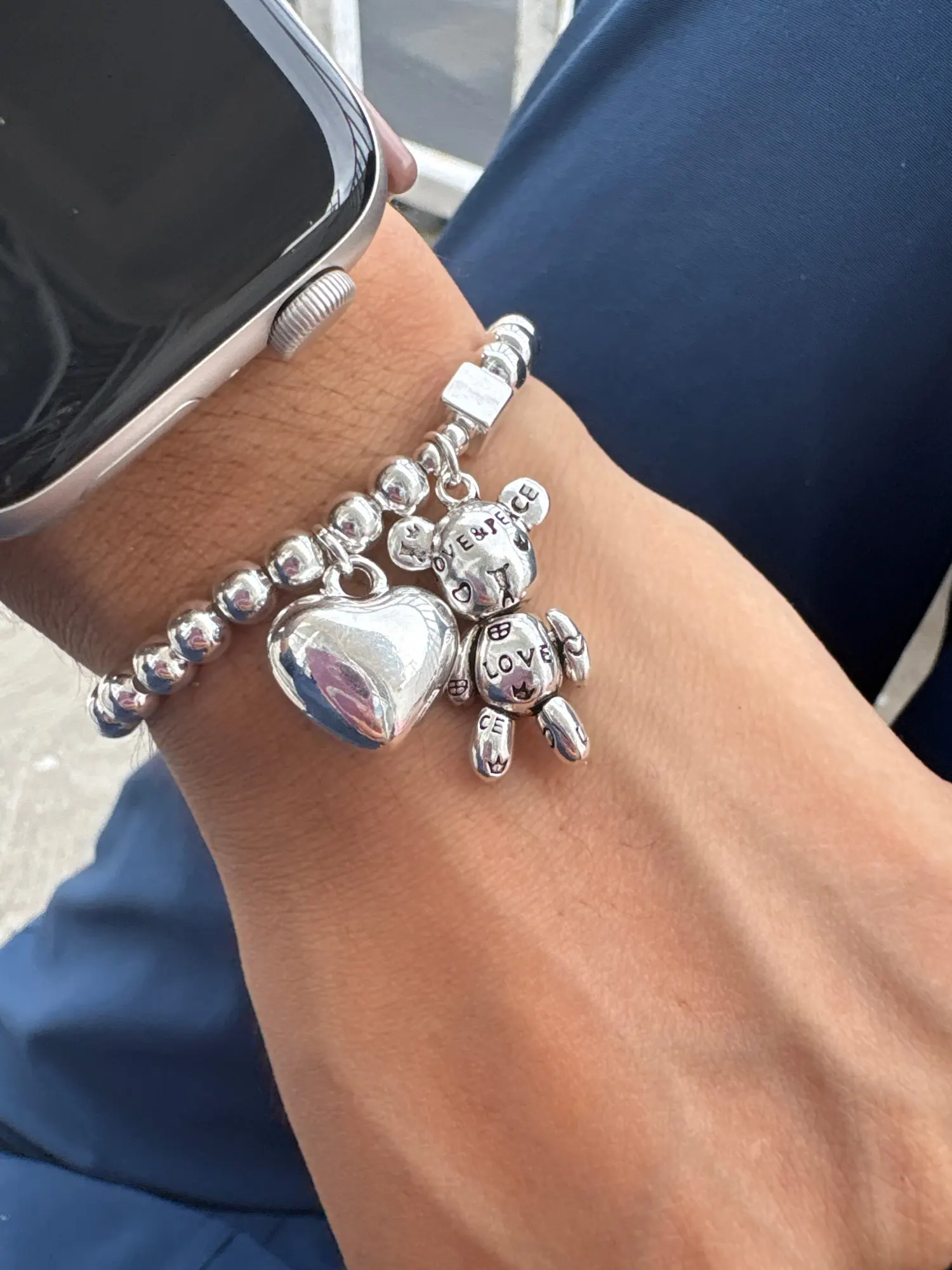 Silver Beaded Bracelet | Sterling Silver Bear Design photo review