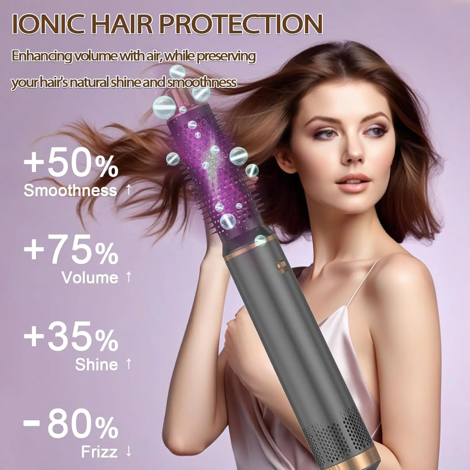 5 in 1 Hair Dryer Brush Hot Air Curling Brush Negative Ion Air Styler for All Hair Types Home and Travel