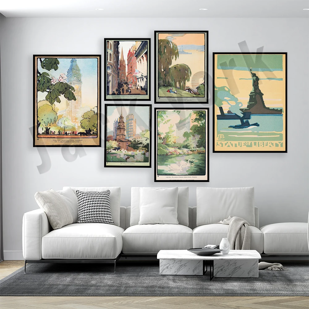 

New York Travel Poster City Landscape Poster Wall Art Canvas Picture Living Room Decor Interior Painting