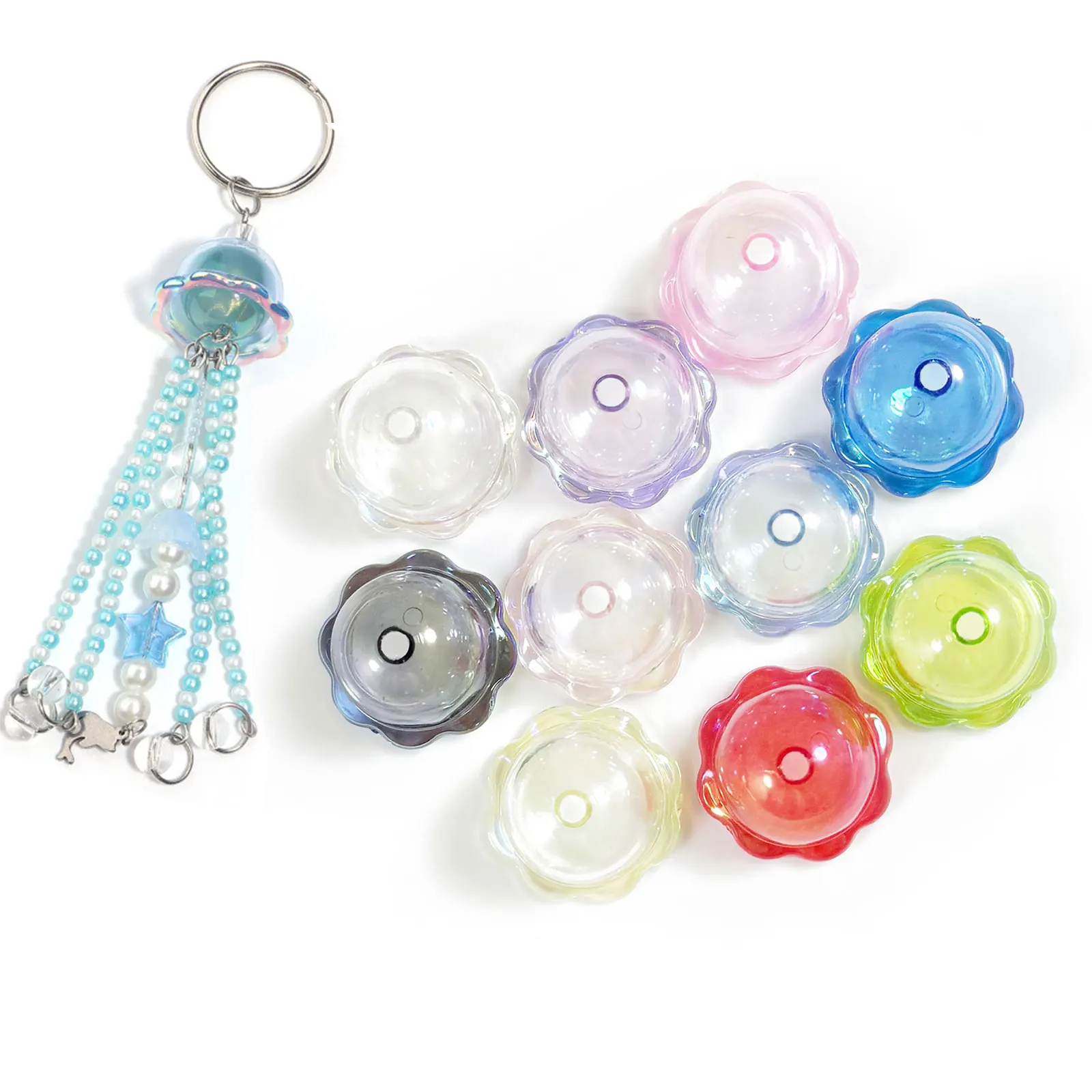Mobile Phone Chain Jewelry Making Supplies Doll Handmade Accessories Craft Supplies Bluetear Glitter Wind Bell Spacer Jellyfish Beads Bracelet DIY Decoration Phone Chain Jewelry Making Accessories Handmade Charms
