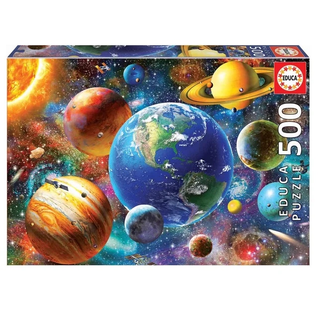 Puzzle Planetas 500 Piezas Sistema Solar, Tamaño Montado 48 x 34 cms., Serie Enigmatic Puzzle, Un Enigma en Cada Rincón de la Imagen, Incluye Cola Especial de Acabado 1