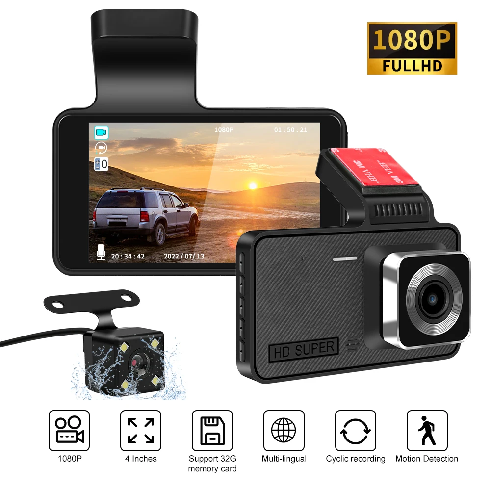 

FHD 1080P Dash Cam Car Camera Auto DVR Dashcam Front and Rear Video Recorder Loop Recording Dual Lens Night Vision Wide Angle