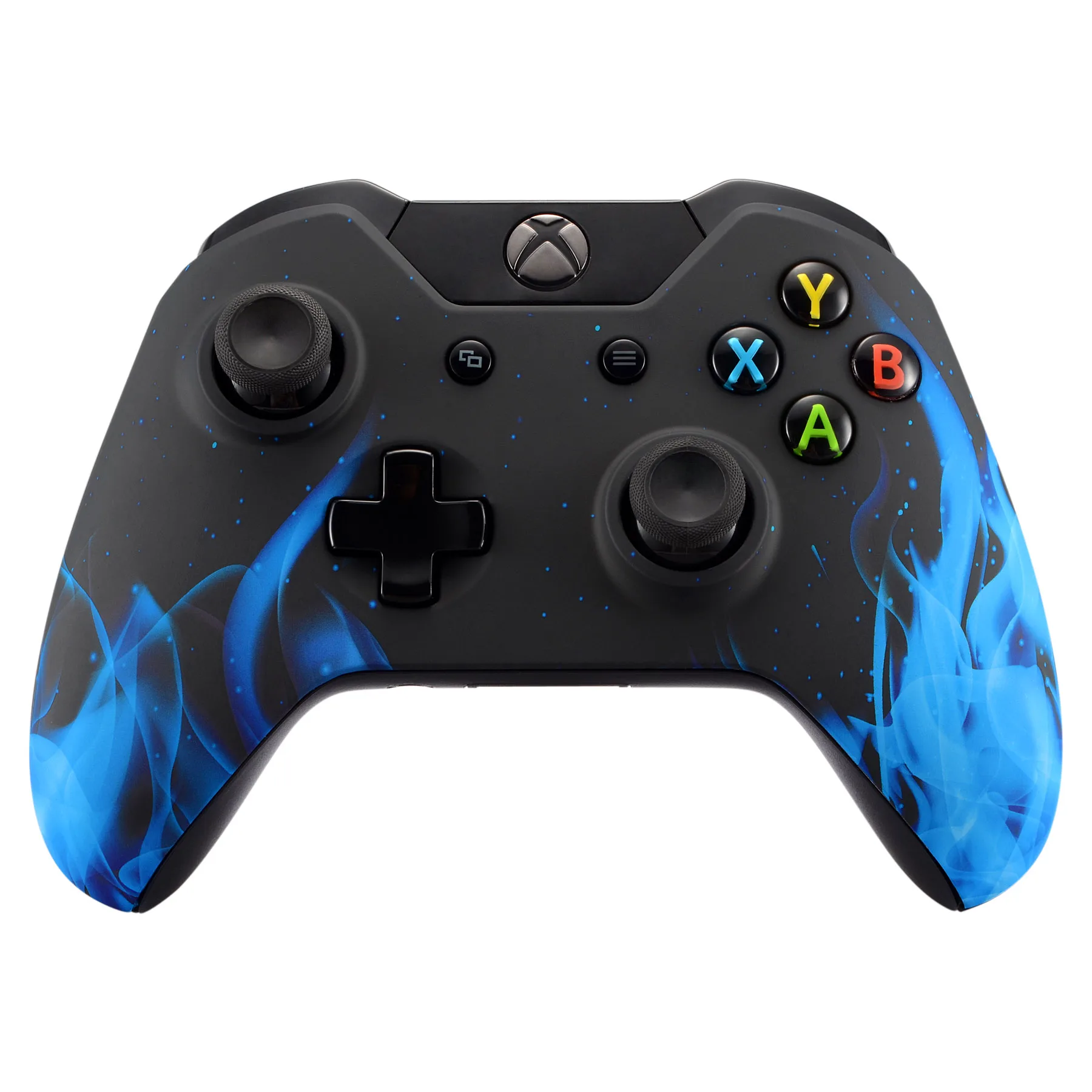 

eXtremeRate Blue Fire Flame Soft Touch Grip Front Shell Cover for Xbox One Remote Controller