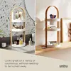 White/natural cosmetic organizer. Compact 50x19x19cm size. Sleek and functional for vanity storage. 6
