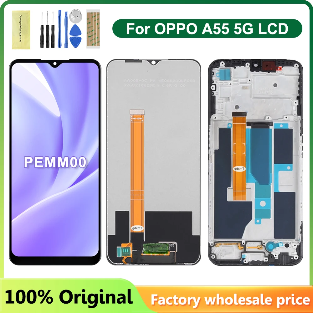 

Дисплей для OPPO A55 5G LCD 6,5 дюйма, дисплей для телефона PEMM00 PEMM20 PEMT00 PEMT20 с заменой рамки