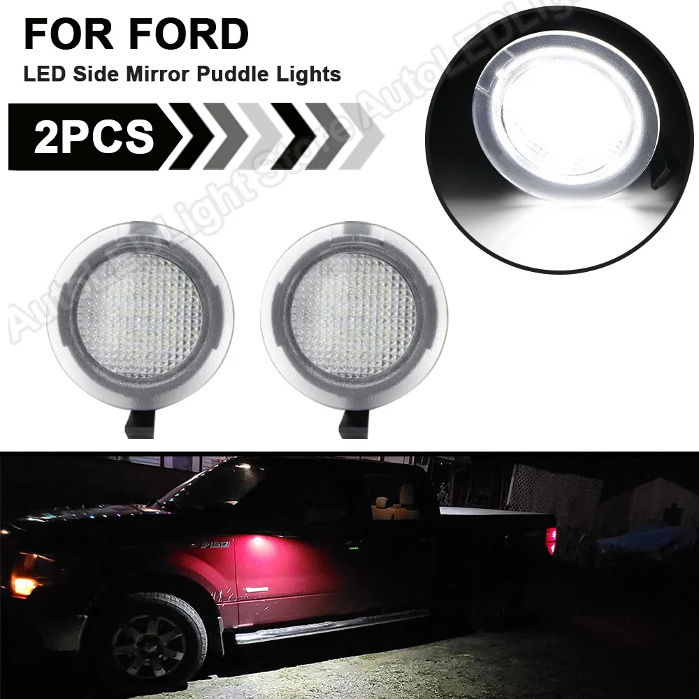 

For Ford Mondeo MK5 Galaxy F-150 Fusion S-Max Explorer Flex Ranger Ecosport Edge 2PCS White LED Side Mirror Puddle Lamps