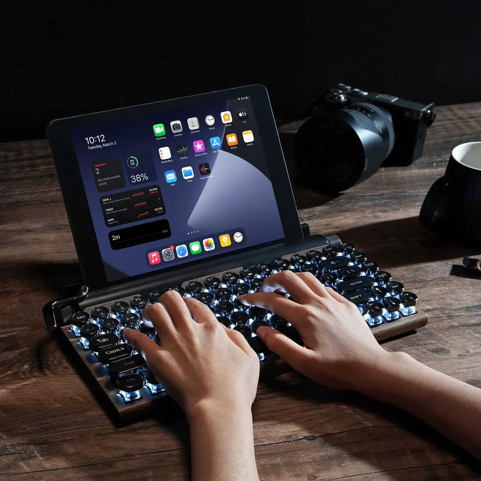 Teclado de máquina de escribir Retro, inalámbrico, Bluetooth 5,0, conexión  multidispositivos para iPad/Mac/PC/portátil, USB-C actualizado - AliExpress