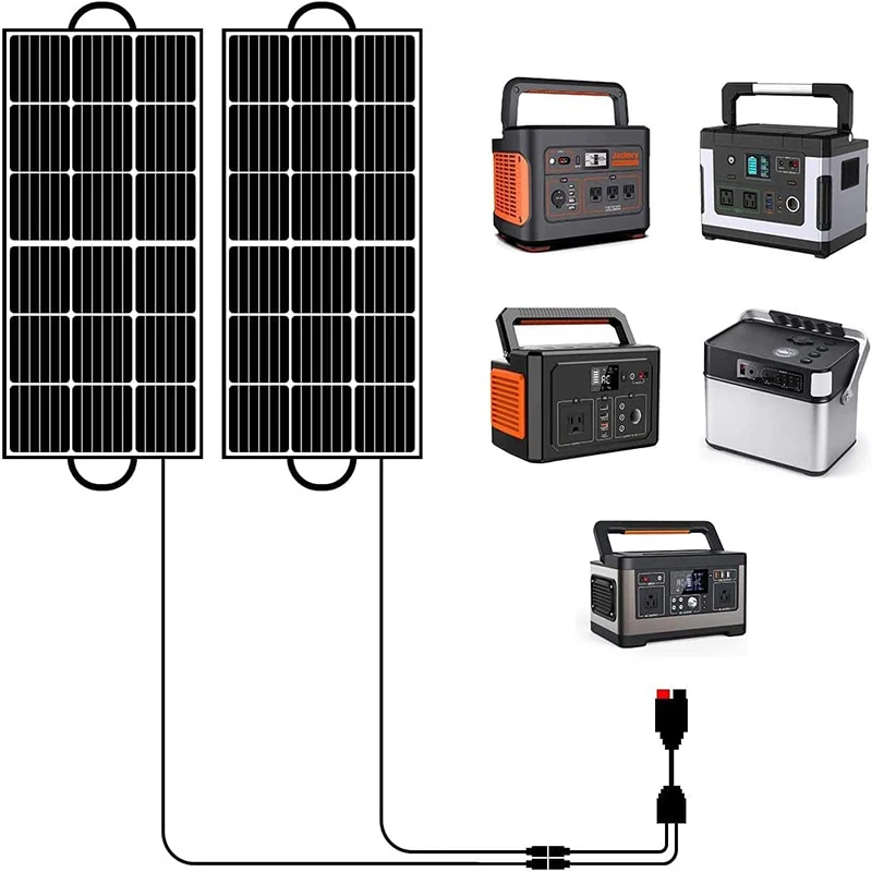 Flashfish Solar Connectors DC Y Series Cable 1 Male Anderson to Dual Female 5.5mm x 2.1mm DC Power Extension Wire 200W Max extension cable solar panel connector cable
