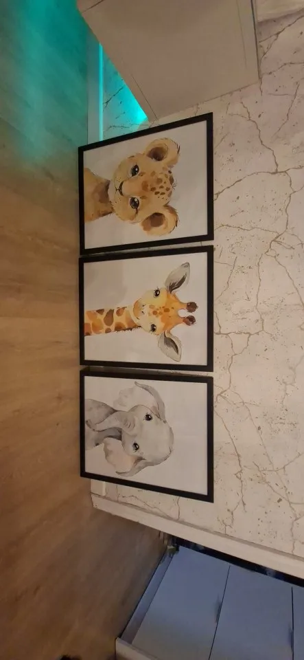 Ensemble de 3 affiches de décoration de pépinière Safari, imprimés d'art muraux d'animaux de la Jungle, imprimés d'animaux de bébé, décoration de chambre d'enfant photo review