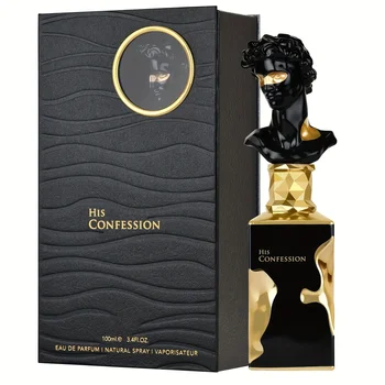 His Confession Extrait de Parfum 100ml – Designer-Inspired Luxury Fragrance, Unique Sculpture Cap, Long-Lasting Perfume for Him