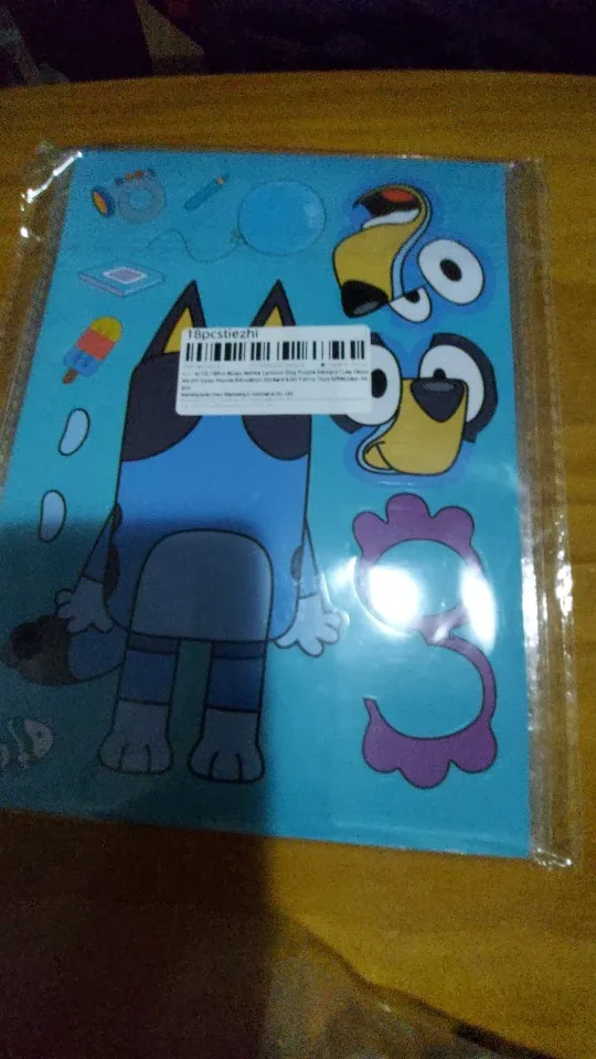 6/12/18 Uds. Pegatinas de rompecabezas de perro de dibujos animados de Anime Bluey lindos niños DIY rompecabezas de colores pegatinas educativas juguetes divertidos para niños regalo photo review