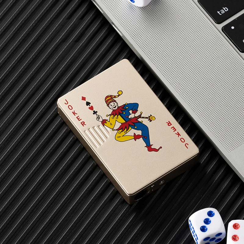Creative Lighter Metal Playing Card Joker Inflatable Green Flame
