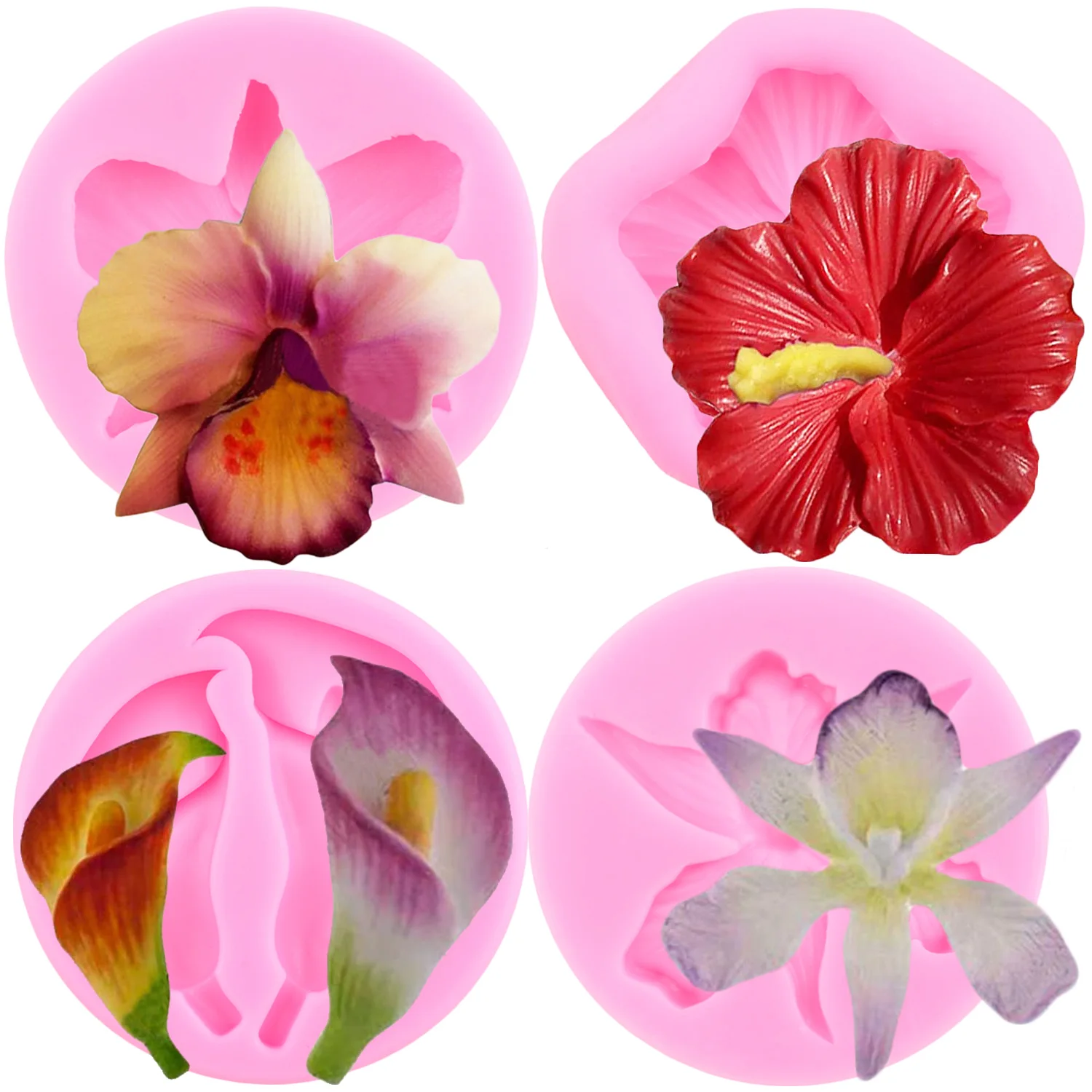 Rrchid kwiat silikonowe formy kantedeskia hibiskusa kremówka