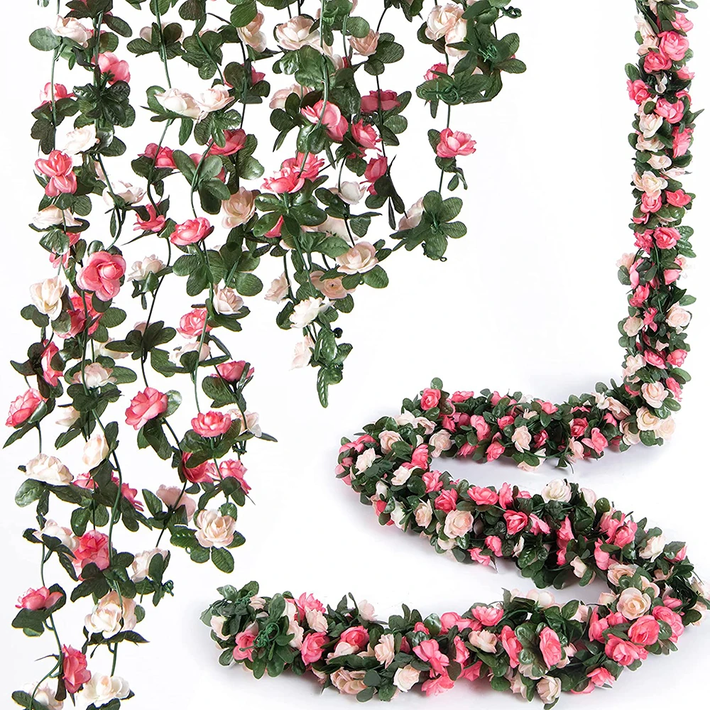 

2.5M Wedding Decoration Roses Artificial Flowers Spring Autumn For Home Wall Fake Decorative Plant Vines Garlands Garden Outdoo
