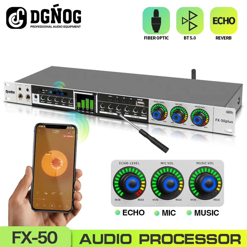 Préampli Effet Audio KTV DSP Bluetooth - Anti-larsen, égalisation - Pour Karaoké Et Scène