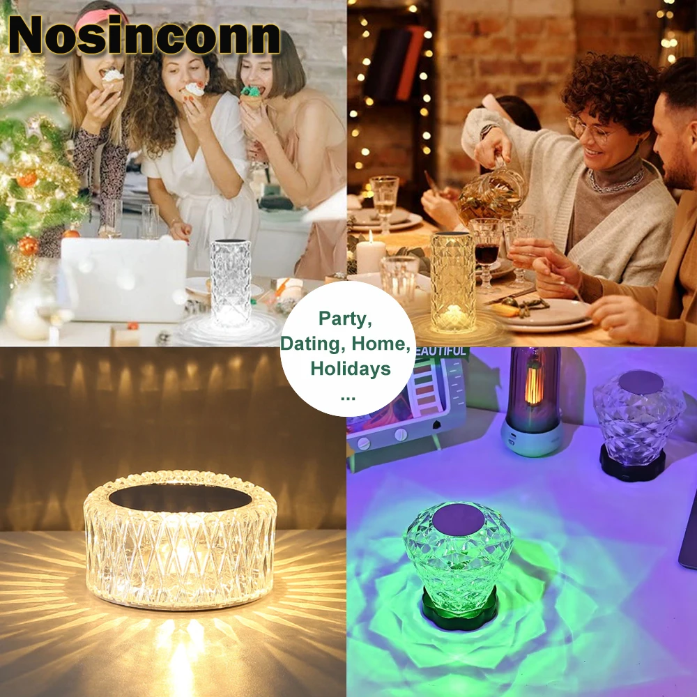 

Rose Light Touch Cotrol Crystal LED Table Light reharge Arylic Diamond Romantic Desk Decoration Light 16 Colors RGB Night Light