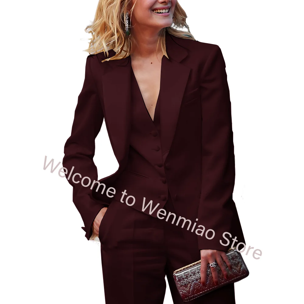 Business Women's Suit Blazer Pants and Vest 3-piece Set Formal Party Outfit Ladies Office Work Wear