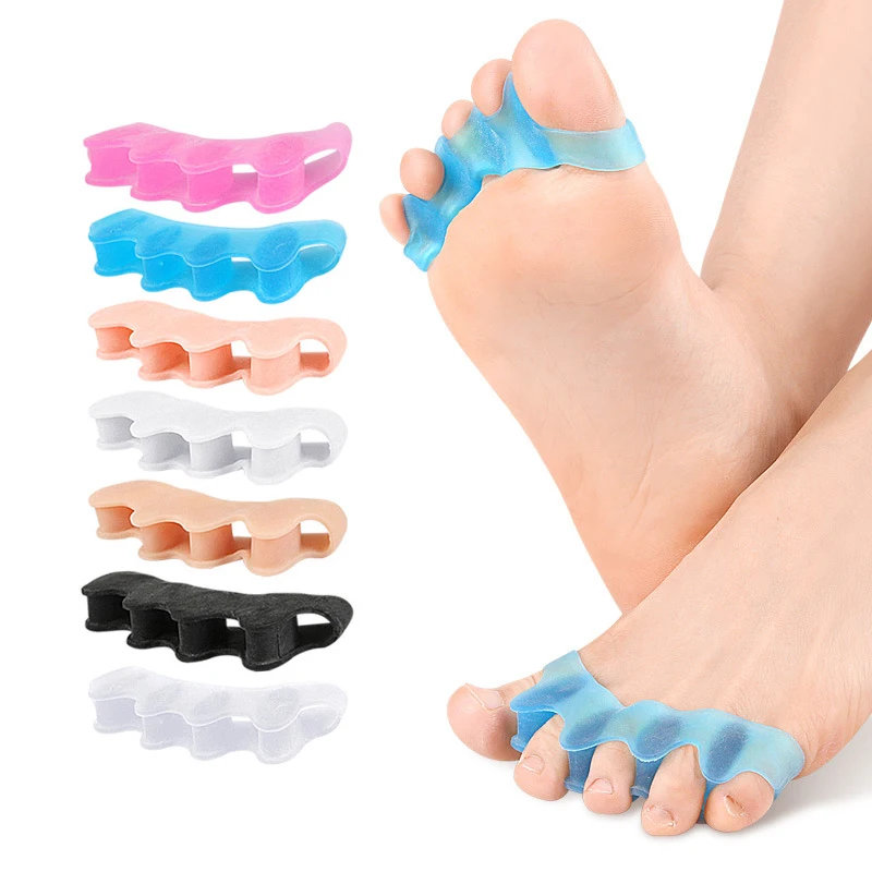 

2 Pairs Gel Toe Separators 5-Loop Toes Spacers To Separate Align Correct Bunions and Restore Toes For Women Men Kids Free Size