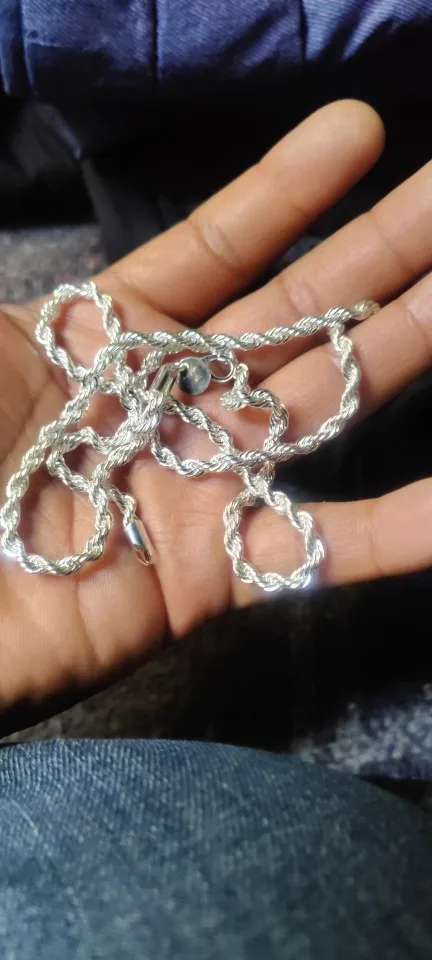 1 pieza de Plata de Ley 925 ancho 2mm/3mm/4mm cuerda cadena collar/pulsera para hombres mujeres hombre collar de cadena de moda photo review