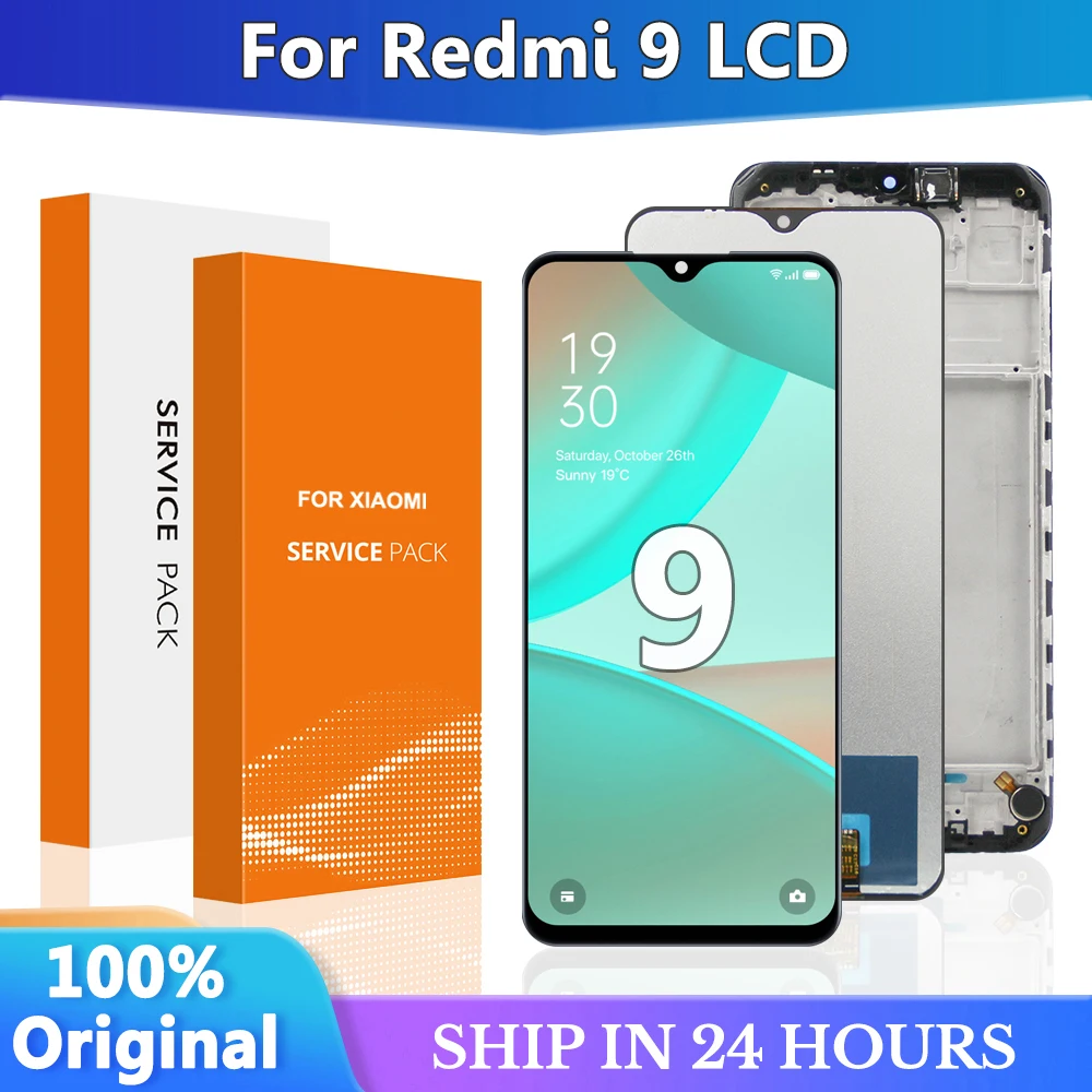 

6.53" Original For Redmi 9 Screen Replacement, for Xiaomi Redmi 9 M2004J19G, M2004J19C LCD Display Touch Digitizer with Frame