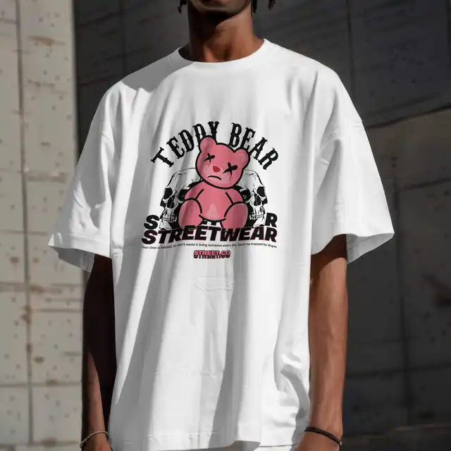 Camiseta Masculina Estampada Teddy Bear Estilosa Moderna em Algodão do P ao G1