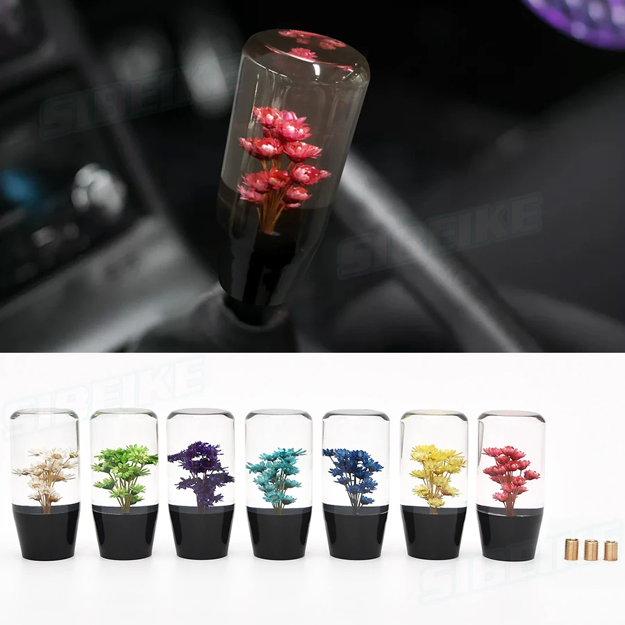 Universal JDM Real Flower Gear Shift Knob, cristal acrílico